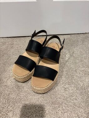 Black Espadrille Platform Sandals - Women's